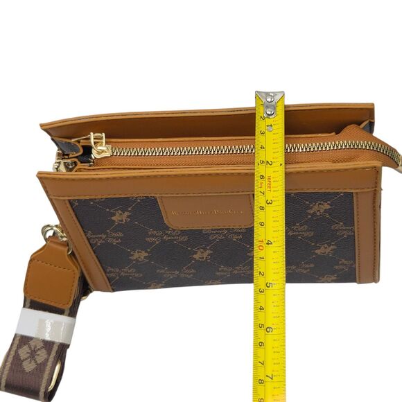 Beverly Hills Polo Club Crossbody Bag Faux Leather Brown Tan 7Hx8.5Lx3W Inch - Picture 8 of 12